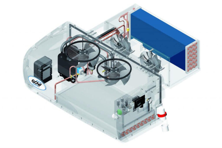 3D-Visualisierung des GOVI 4000N Kühlaggregats zur Veranschaulichung von Bauform und Komponenten.