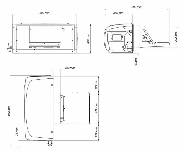 Technische Zeichnung des GOVI 2500N/K Kühlaggregats mit Maßangaben